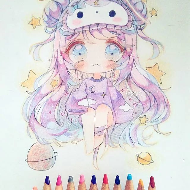 马克笔彩铅q版新手入门超可爱动漫人物手绘素材