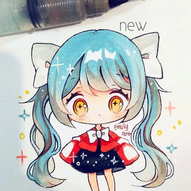 马克笔彩铅q版新手入门超可爱动漫人物手绘素材