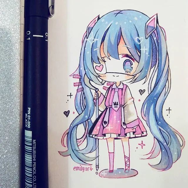 马克笔彩铅q版新手入门超可爱动漫人物手绘素材