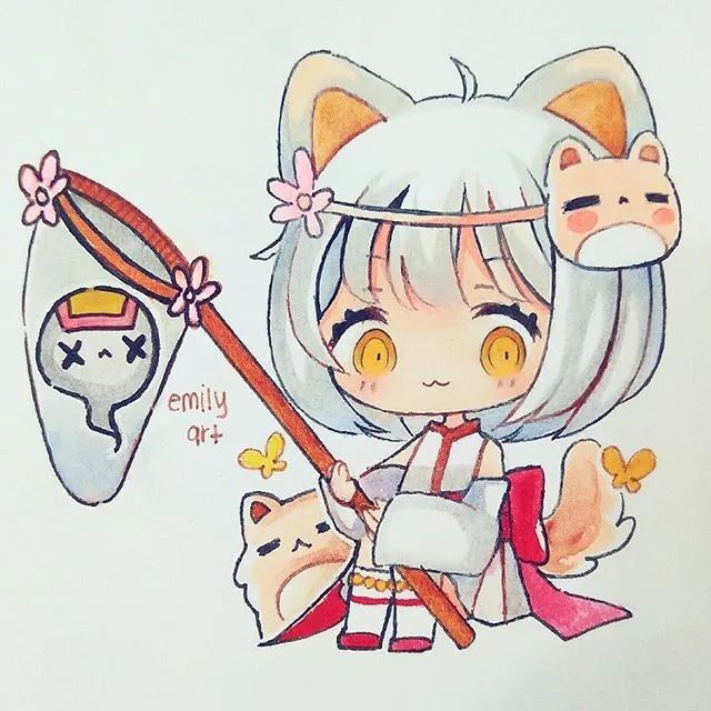 马克笔彩铅q版新手入门超可爱动漫人物手绘素材