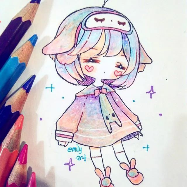 马克笔彩铅q版新手入门超可爱动漫人物手绘素材