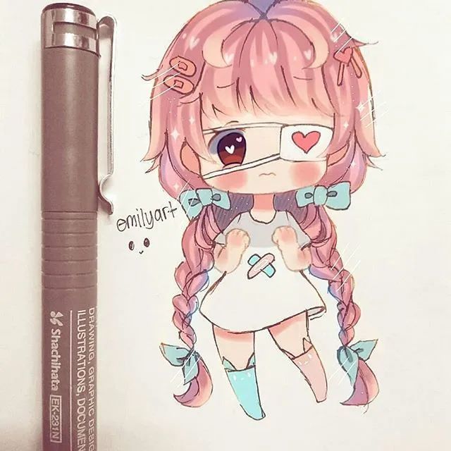 马克笔彩铅q版新手入门超可爱动漫人物手绘素材