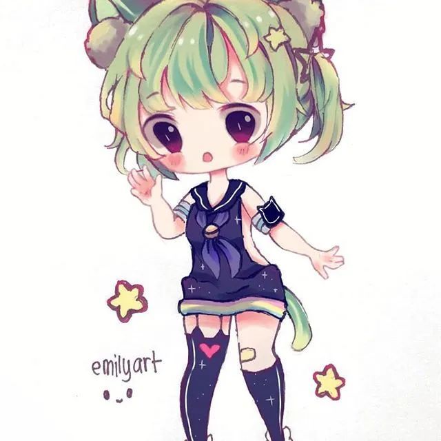 马克笔彩铅q版新手入门超可爱动漫人物手绘素材