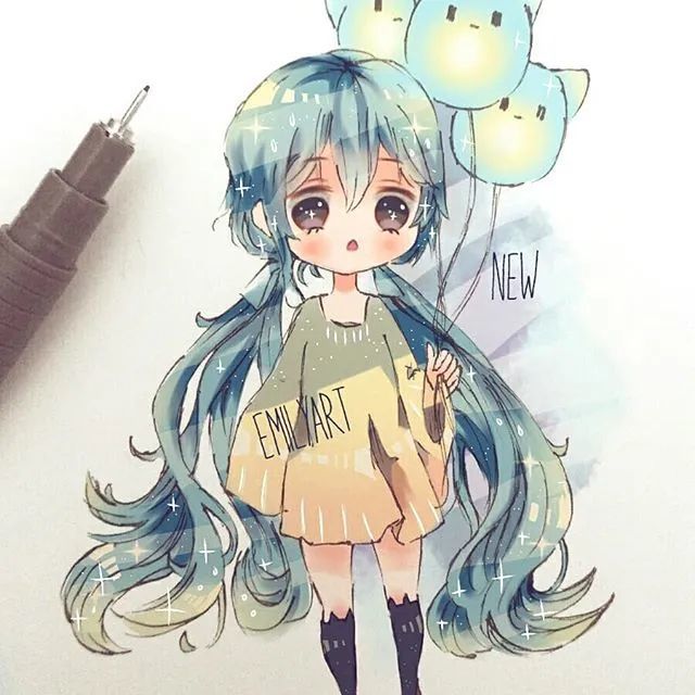 马克笔彩铅q版新手入门超可爱动漫人物手绘素材