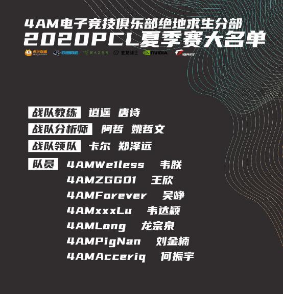 绝地求生转会期结束 4AM战队官宣大名单，一代新人换旧人