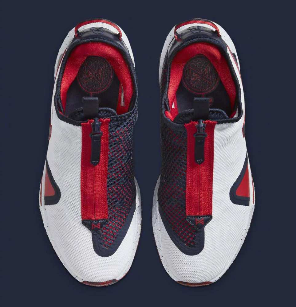 既是美国队又是独立日的pg 4配色,采用外白内海军蓝的设计,并采用红色