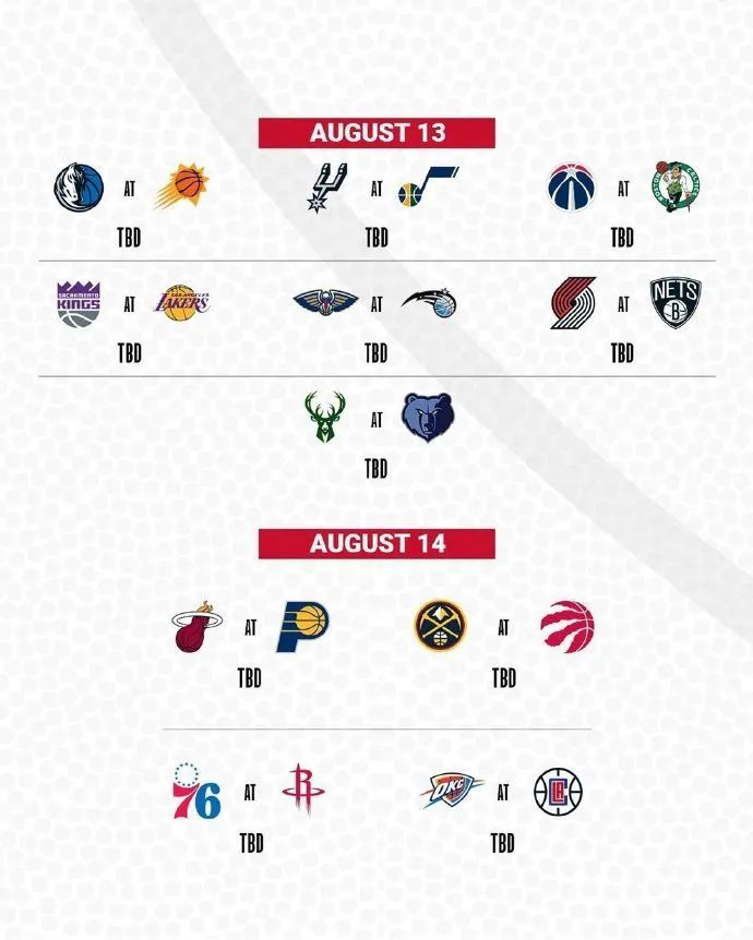nba发布复赛赛程:7月31日开赛