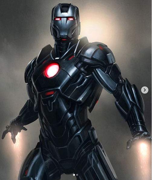 早期概念设计图,向粉丝分享了钢铁侠的盔甲暗金配色,果然钢铁侠的盔甲