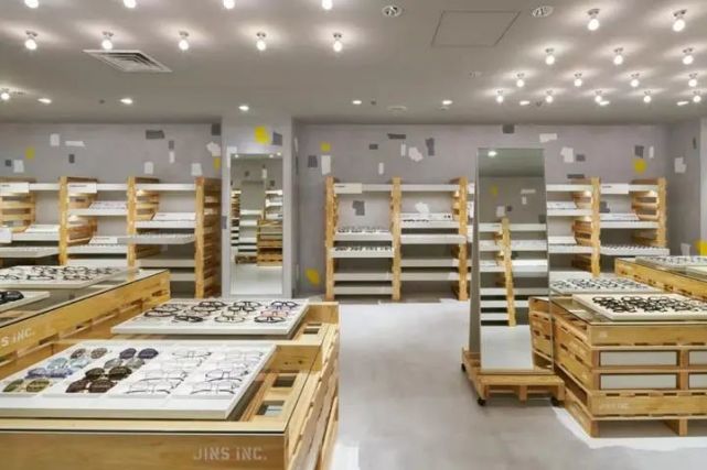 知名眼镜品牌jins新店设计 这次把物流箱搬进了店里 Jins Jins睛姿 家具