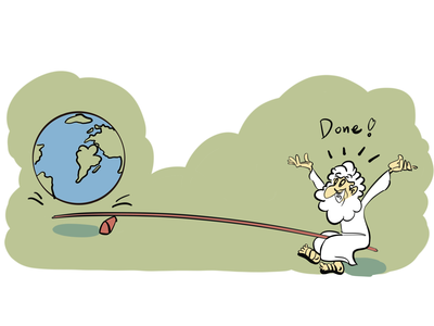 有一个著名的故事是,阿基米德说:"给我一个支点,我能撬动地球.