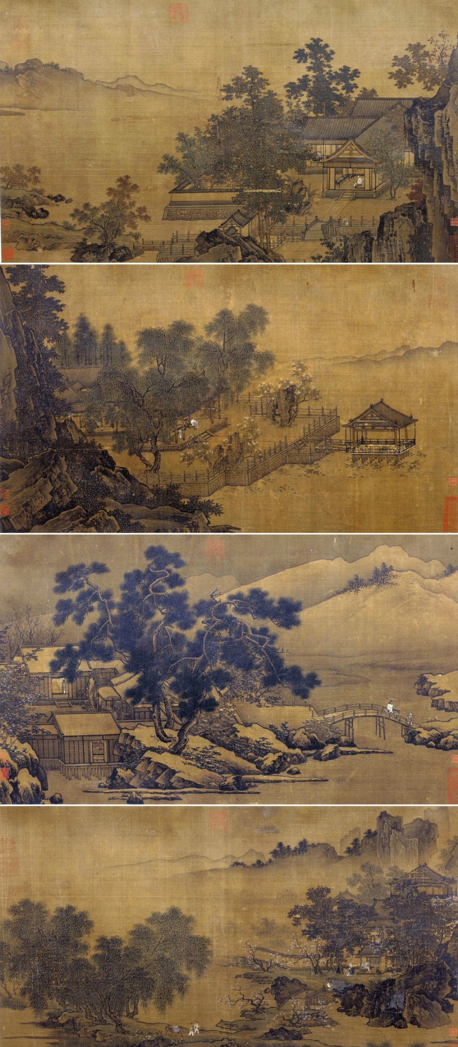 看南宋刘松年的《四景山水图》你是否向往古人惬意的生活,四季在美好