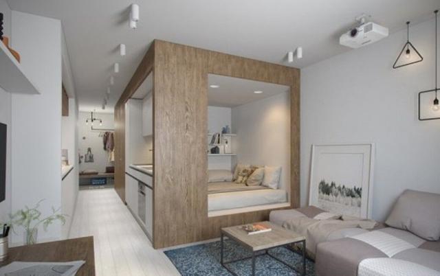 把单身公寓里装个房中房面积翻倍用空间超有层次感