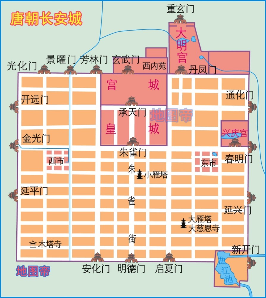 图-唐朝长安城布局示意图心灰意冷的杜甫辞官,前往成都,投奔严武,被