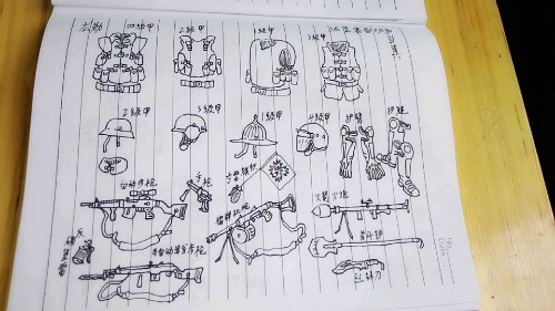 吃鸡小学生手绘3张游戏设计图4级头4级甲还有斧头铲