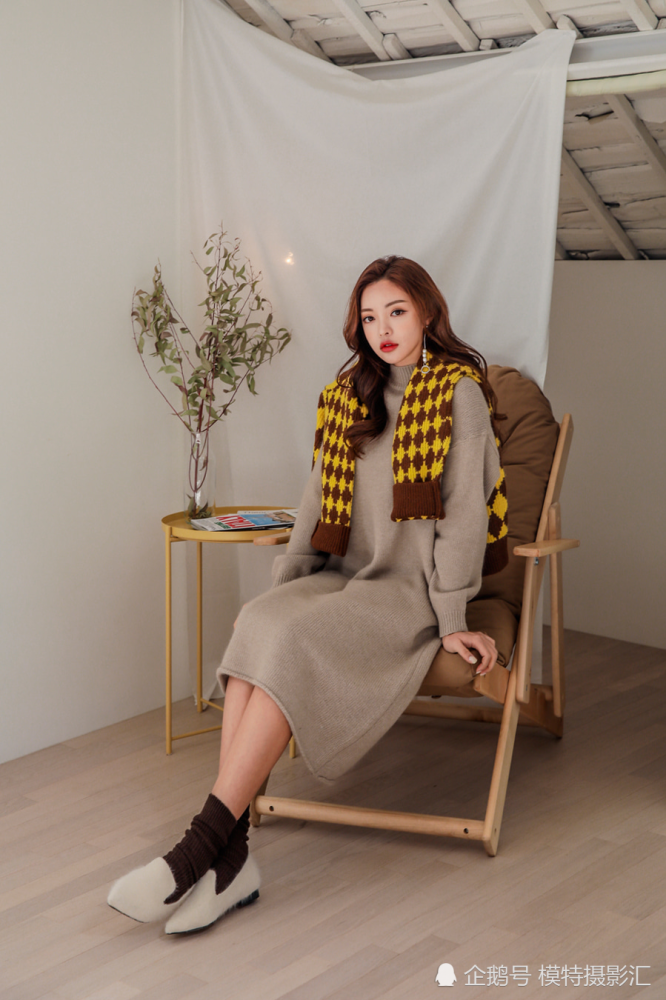 金贞姬休闲恬静网格毛衣外套小清新的感觉