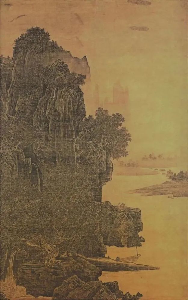 山腰楼观图|宋代萧照《山腰楼观图》作品欣赏