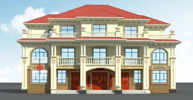 20m13m三层带堂屋的欧式双拼别墅