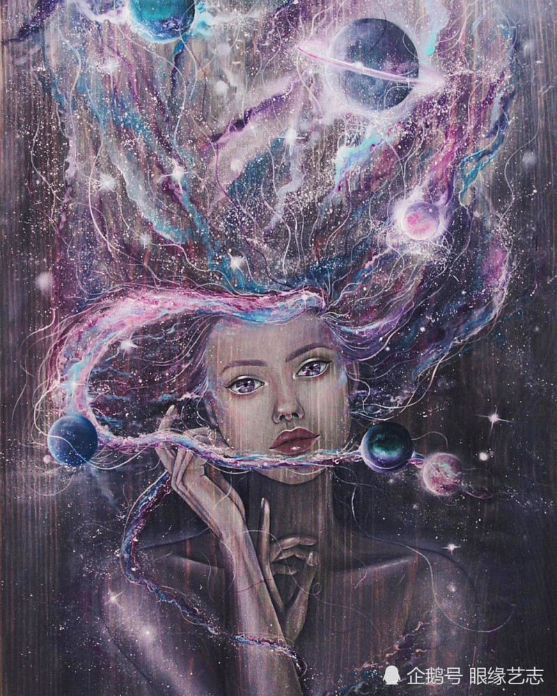 神秘女孩|当木纹邂逅色彩：典雅绚丽的木板画，藏于画中的神秘女孩