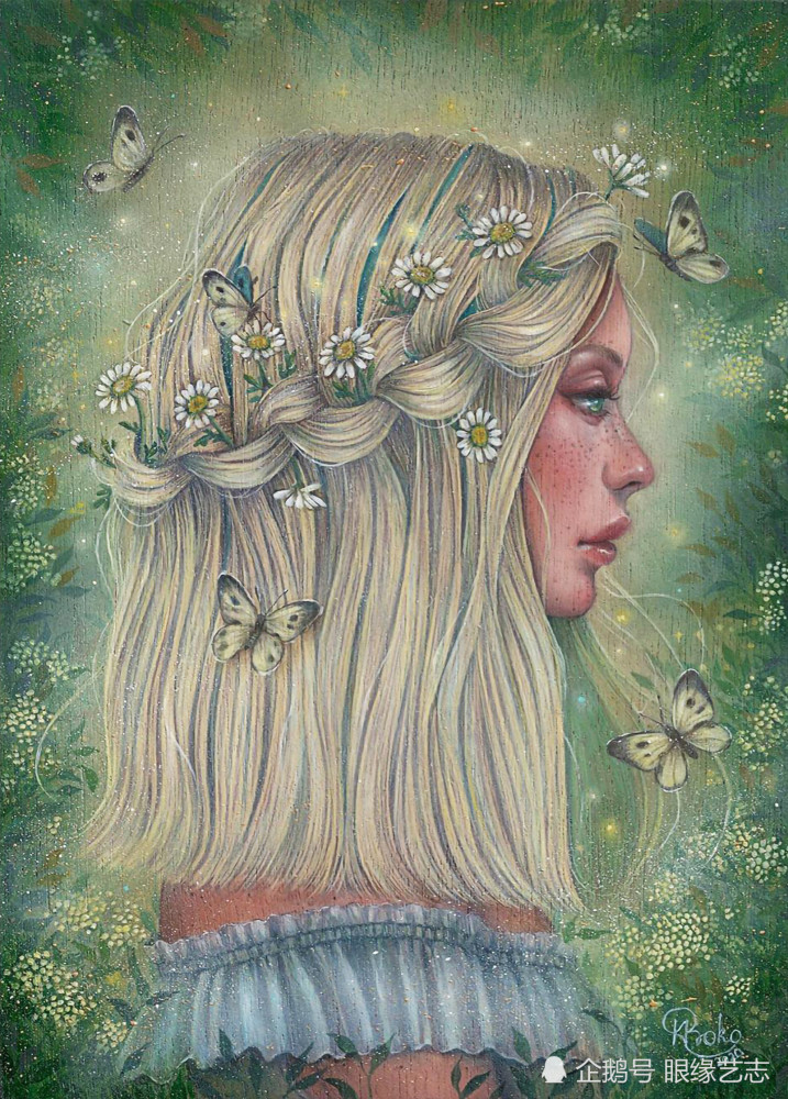 神秘女孩|当木纹邂逅色彩：典雅绚丽的木板画，藏于画中的神秘女孩