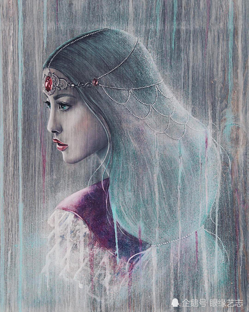 神秘女孩|当木纹邂逅色彩：典雅绚丽的木板画，藏于画中的神秘女孩
