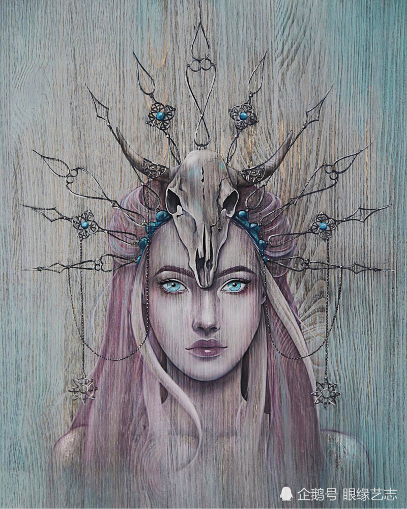 神秘女孩|当木纹邂逅色彩：典雅绚丽的木板画，藏于画中的神秘女孩