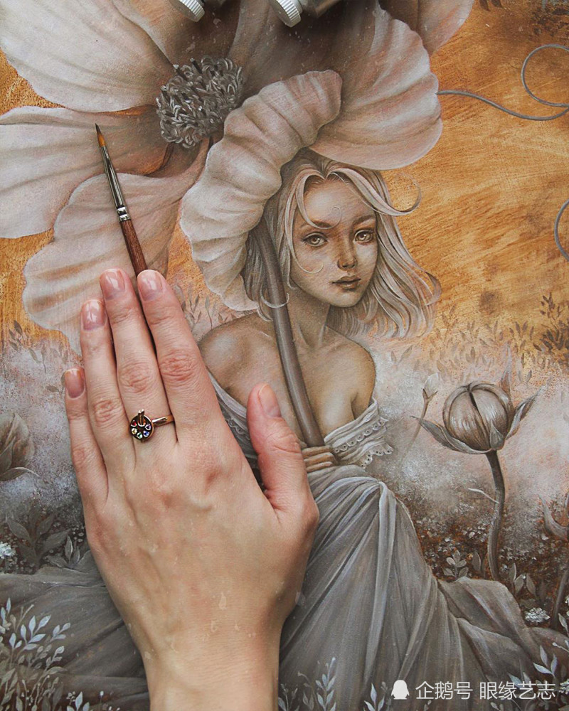 神秘女孩|当木纹邂逅色彩：典雅绚丽的木板画，藏于画中的神秘女孩