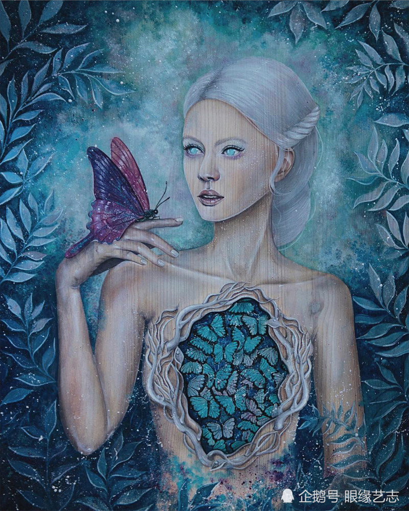 神秘女孩|当木纹邂逅色彩：典雅绚丽的木板画，藏于画中的神秘女孩
