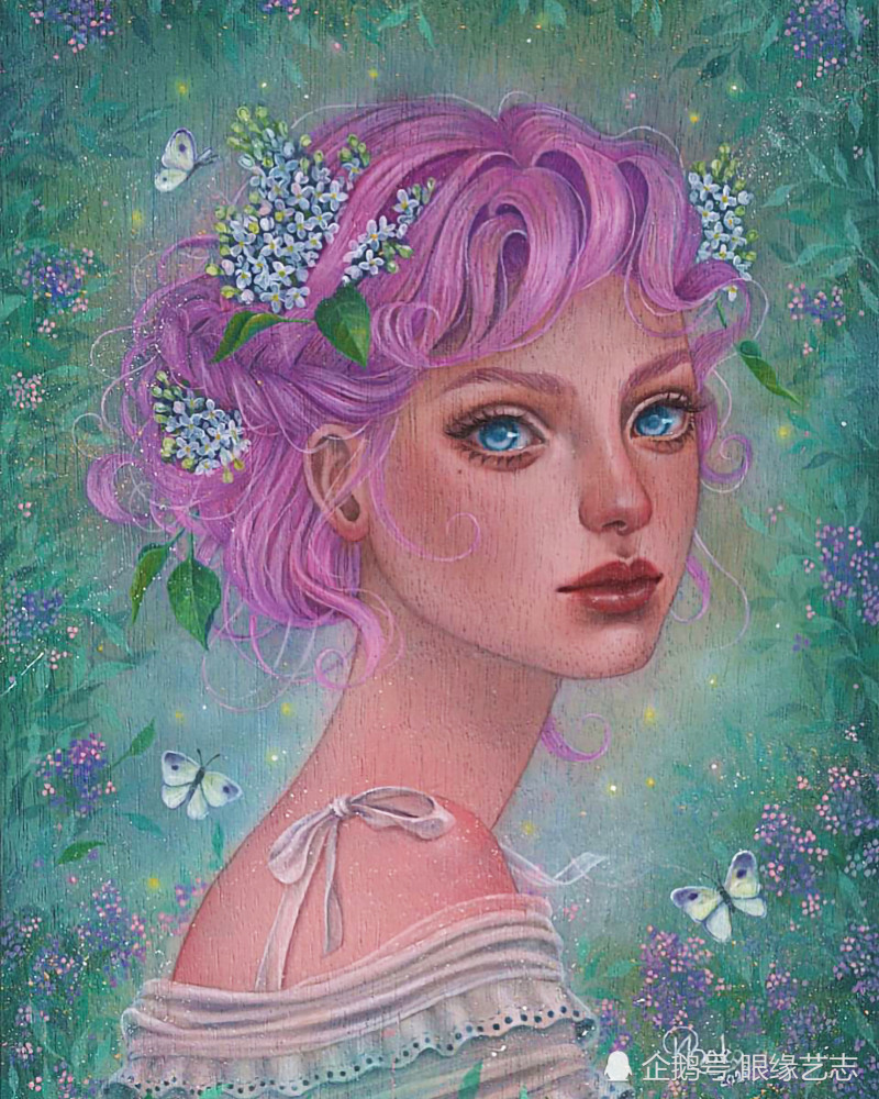神秘女孩|当木纹邂逅色彩：典雅绚丽的木板画，藏于画中的神秘女孩