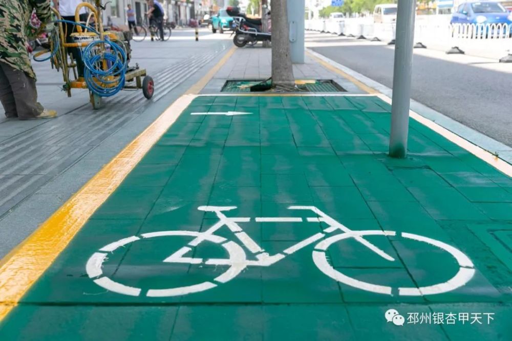 日前,市城管局在城区主次干道划定非机动车停车线,引导市民有序停车