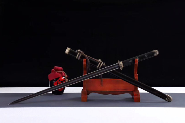 瓦面君弘唐剑百炼花纹钢瓦面烤蓝剑刃