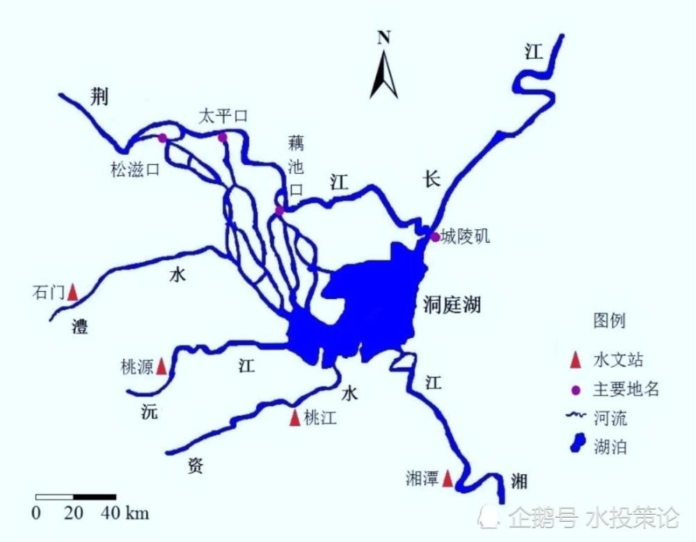 洞庭湖流域水系发达,洪水北涨南流,南涨北流,相互交替,地区洪水组成