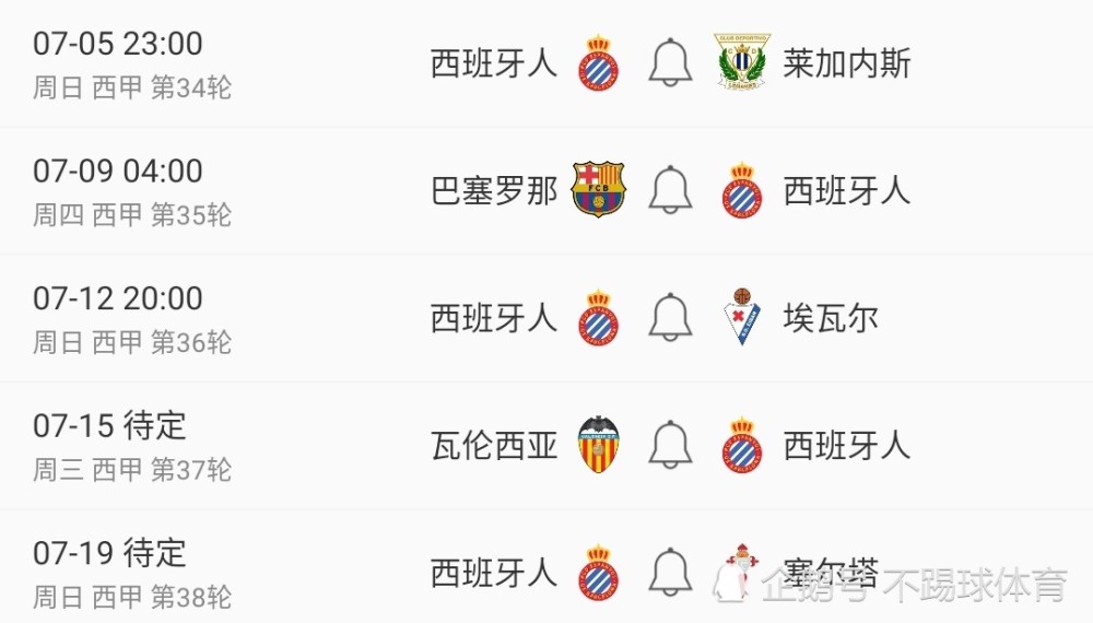 西班牙人赛程