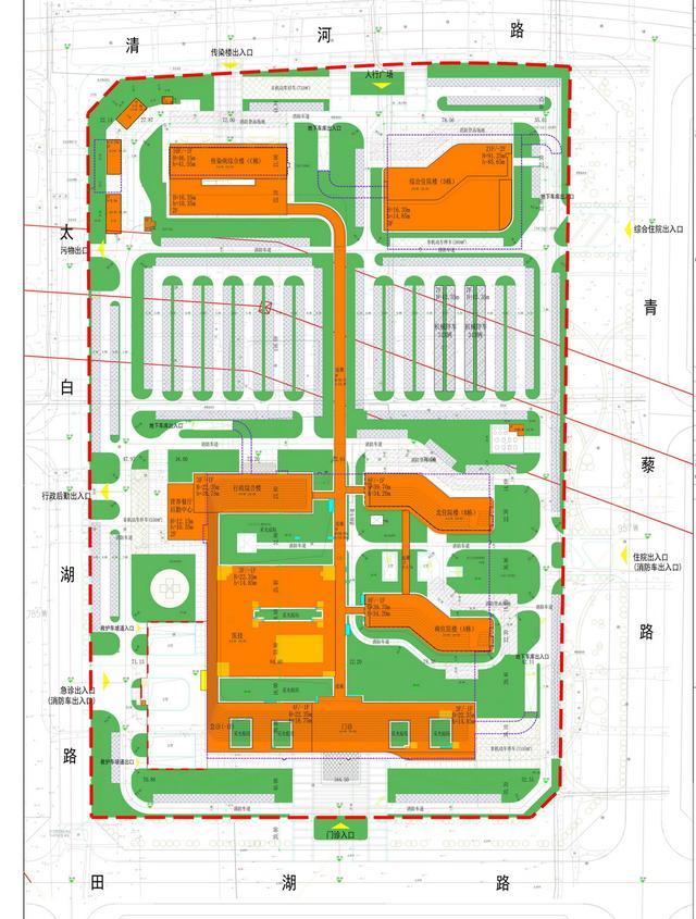 荊州公共衛生中心規劃圖,2400個車位,有停機坪,連廊設計是亮點