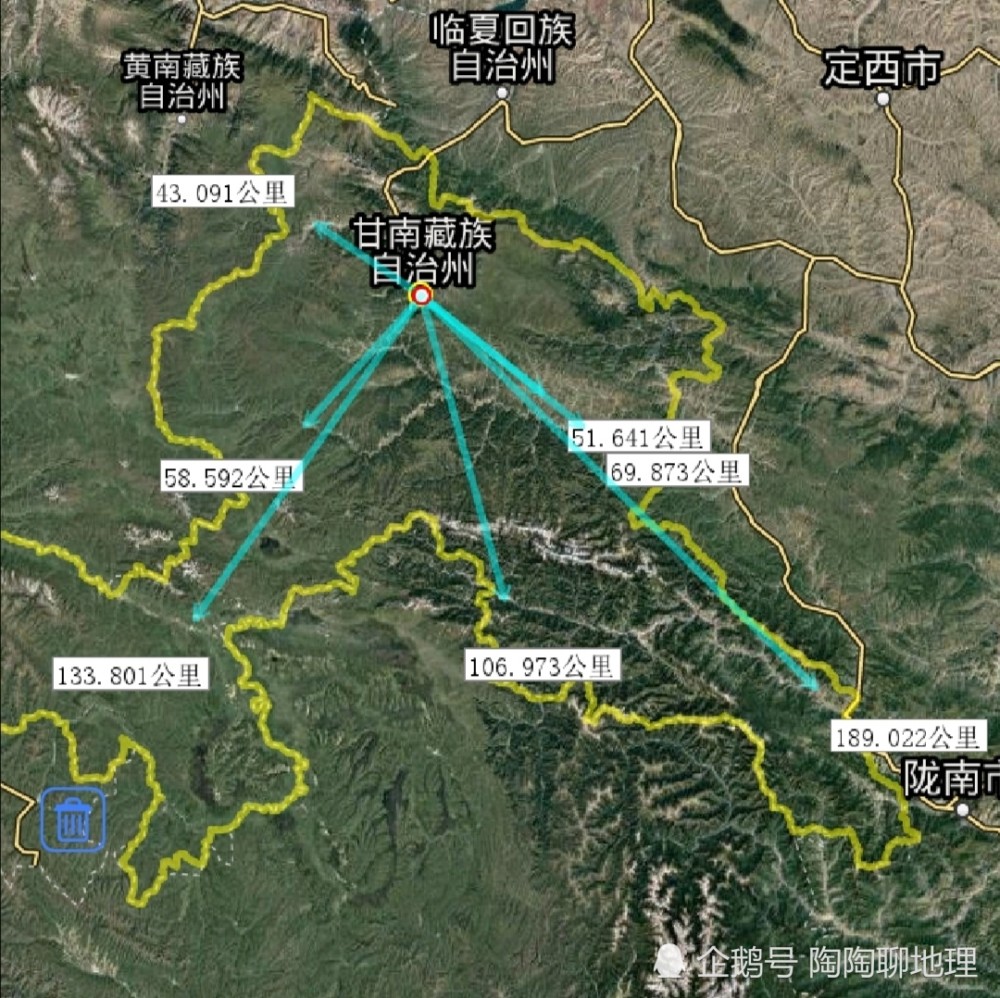 甘南州各縣至州府直線距離夏河縣最近舟曲縣最遠瞭解一下