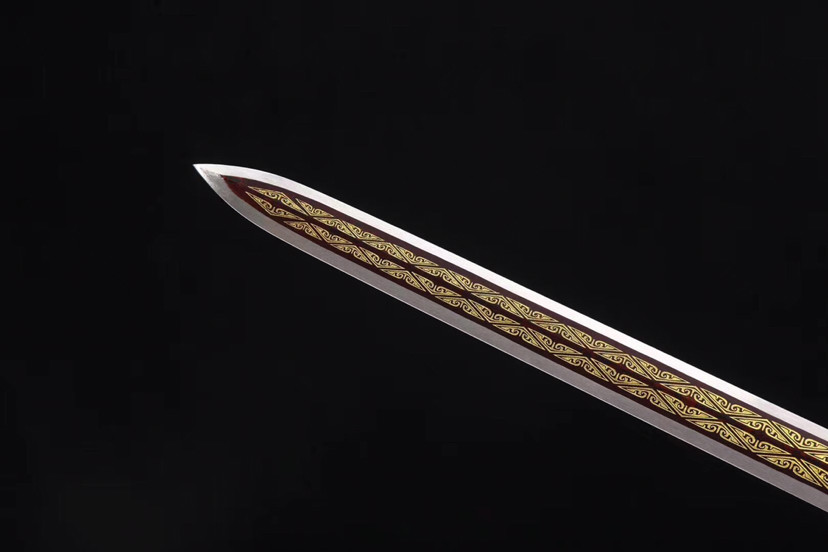 镀银装金兰剑,608花纹钢锻打八面剑身蚀刻花纹鎏金工艺