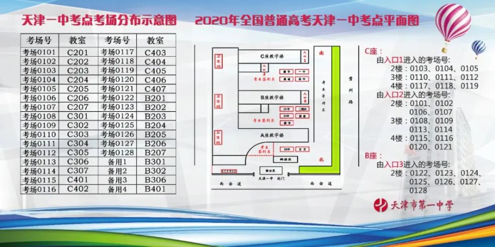 2020年天津市和平區普通高考考點考場示意圖