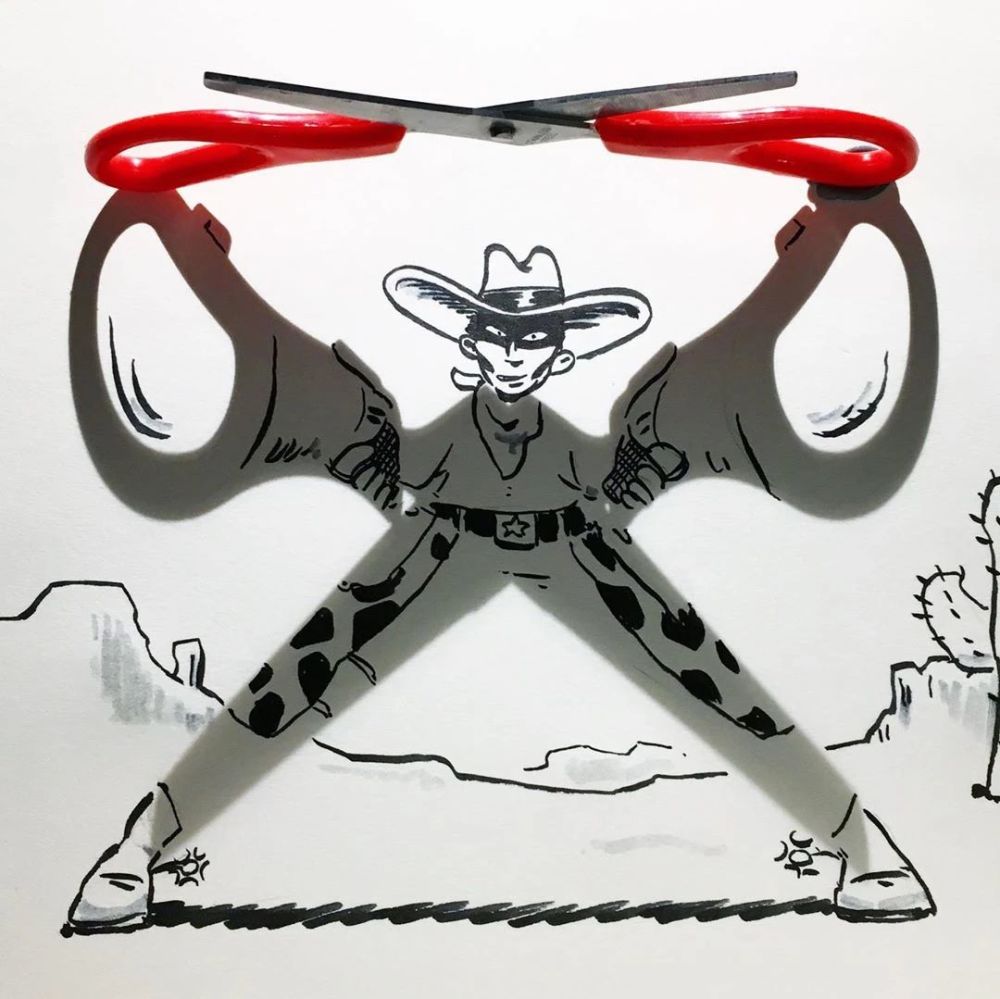 影子|他几笔就把影子画成了精，大人和孩子看完都直呼奇妙