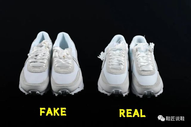 sacaixnike低帮解构纯白真假对比辨别