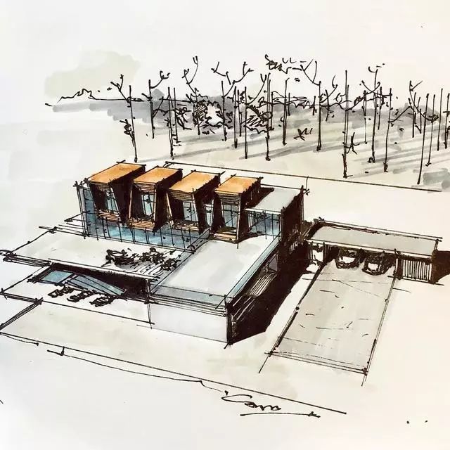 马克笔|马克笔景观手绘效果图，大视野鸟瞰透视精准到爆！