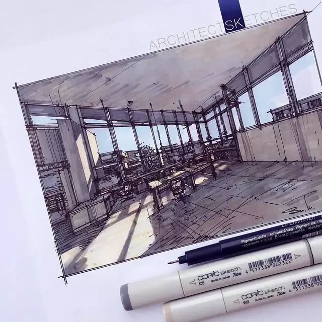 马克笔|马克笔景观手绘效果图，大视野鸟瞰透视精准到爆！