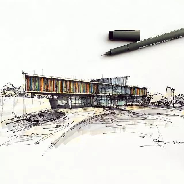 马克笔|马克笔景观手绘效果图，大视野鸟瞰透视精准到爆！