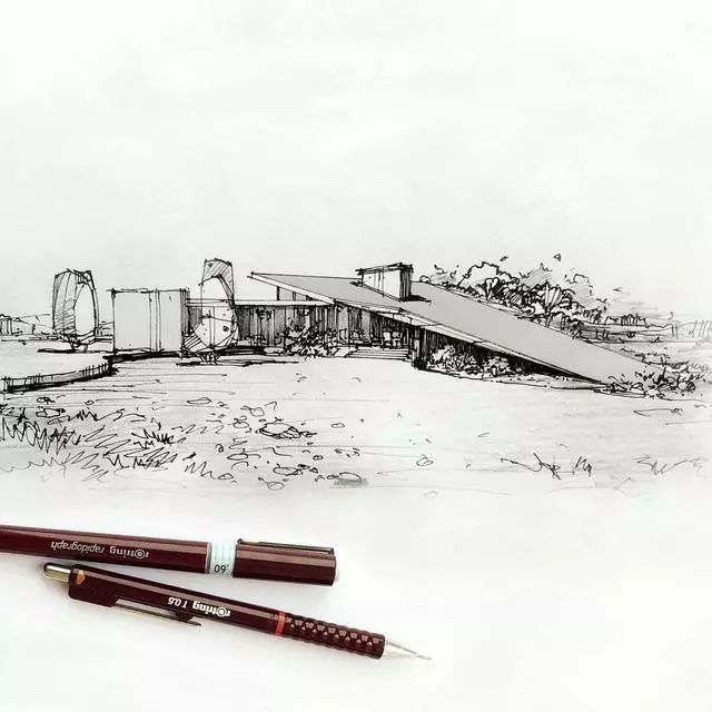 马克笔|马克笔景观手绘效果图，大视野鸟瞰透视精准到爆！