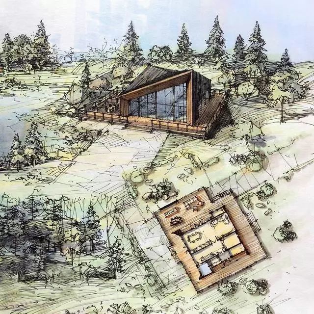 马克笔|马克笔景观手绘效果图，大视野鸟瞰透视精准到爆！