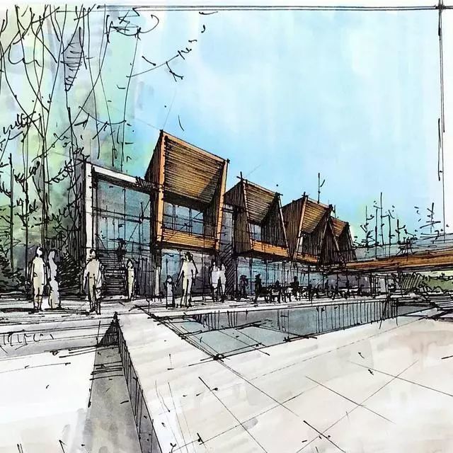 马克笔|马克笔景观手绘效果图，大视野鸟瞰透视精准到爆！