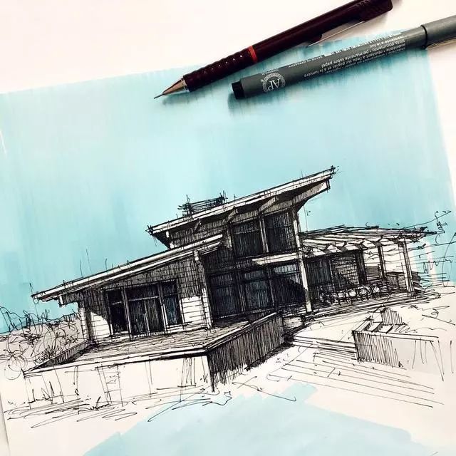 马克笔|马克笔景观手绘效果图，大视野鸟瞰透视精准到爆！