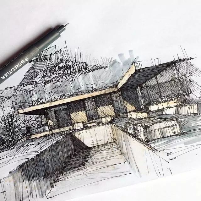 马克笔|马克笔景观手绘效果图，大视野鸟瞰透视精准到爆！