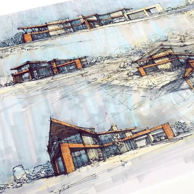 马克笔|马克笔景观手绘效果图，大视野鸟瞰透视精准到爆！