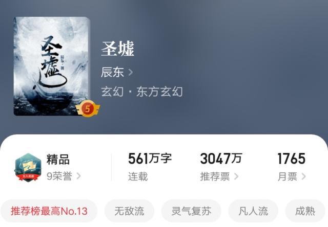 玄幻小说|起点玄幻小说畅销榜：《诡秘之主》第一，《圣墟》第九，《牧神记》第十五！