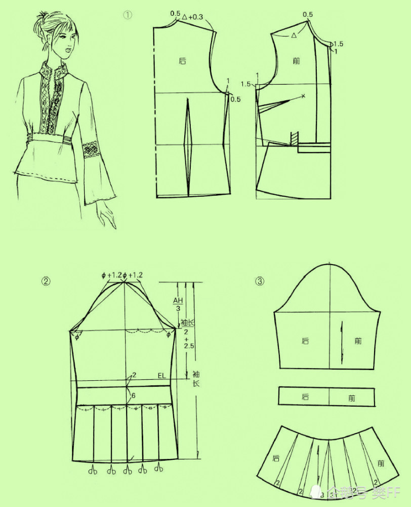 服装实用裁剪系列之袖子篇喇叭袖袖型裁剪