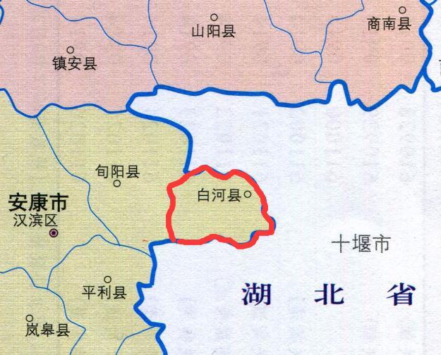 从地图上看,湖北的郧西县自东向西插入了陕西腹地,而陕西的白河县则像